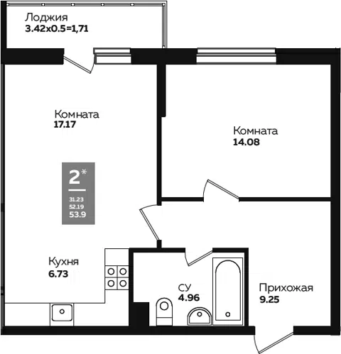 Планировка 2Е-к.кв
