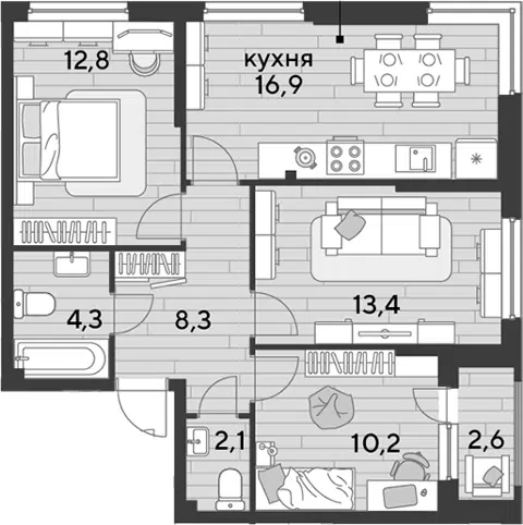 Планировка 3-к.кв