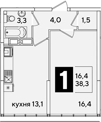 Планировка 1-к.кв