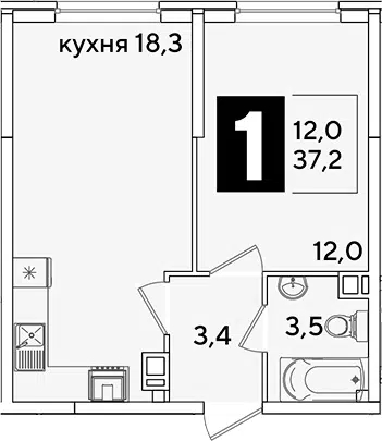 Планировка 2Е-к.кв