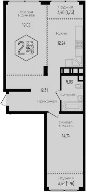 Планировка 2-к.кв