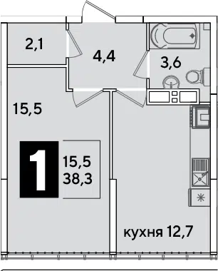 Планировка 1-к.кв