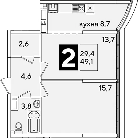 Планировка 2-к.кв
