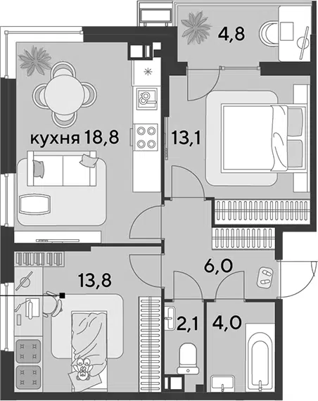 Планировка 3Е-к.кв