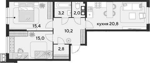 Планировка 3Е-к.кв