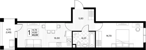 Планировка 1-к.кв