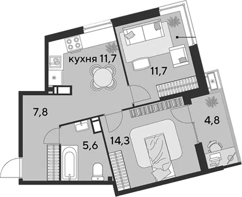 Планировка 2-к.кв