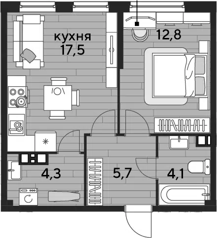 Планировка 1-к.кв