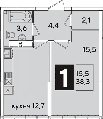 Планировка 1-к.кв