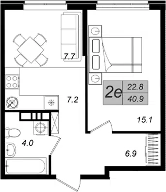 Планировка 2Е-к.кв