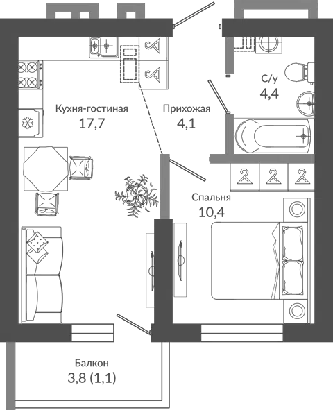 Планировка 2Е-к.кв
