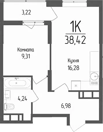 Планировка 1-к.кв