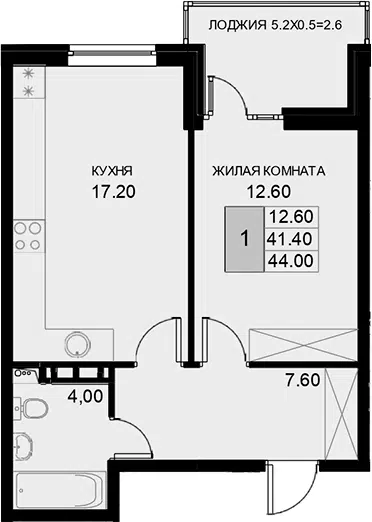 Планировка 1-к.кв