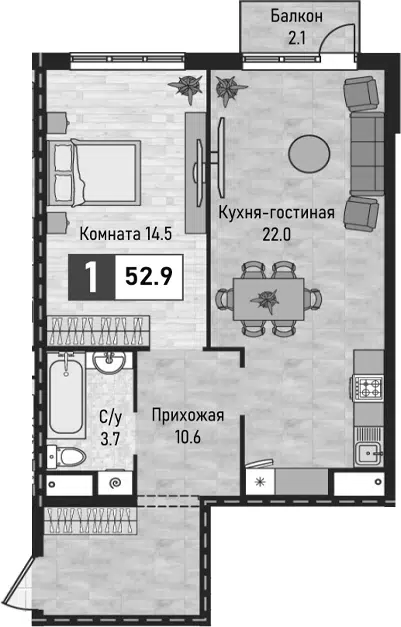 Планировка 2Е-к.кв