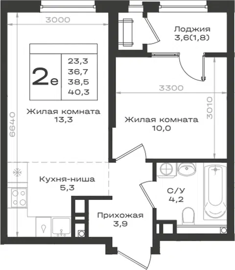 Планировка 2Е-к.кв