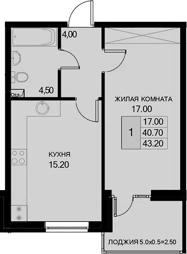 Планировка 1-к.кв