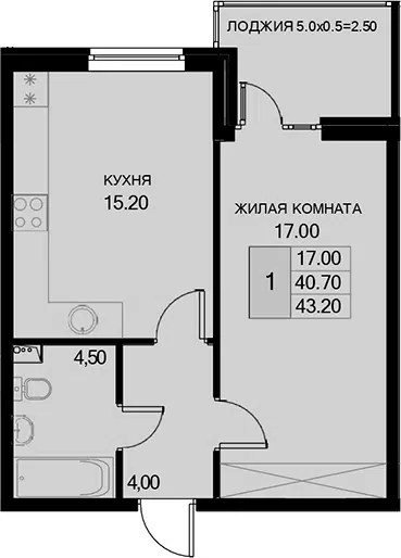 Планировка 1-к.кв
