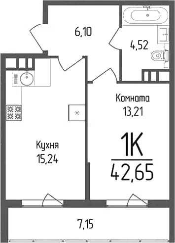 Планировка 1-к.кв