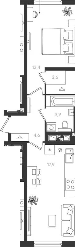 Планировка 2Е-к.кв