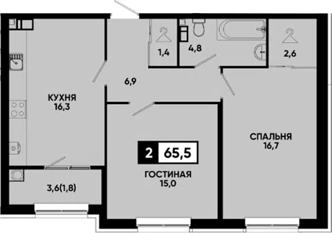 Планировка 2-к.кв