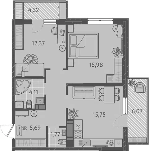 Планировка 3Е-к.кв