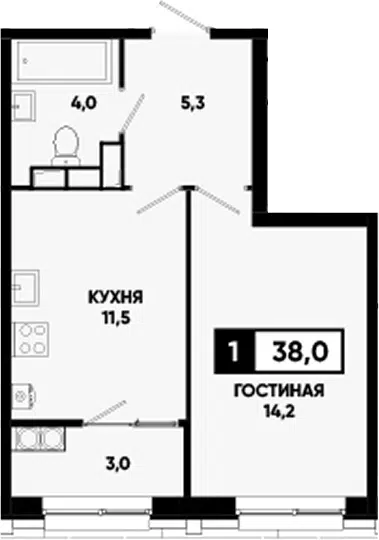Планировка 1-к.кв