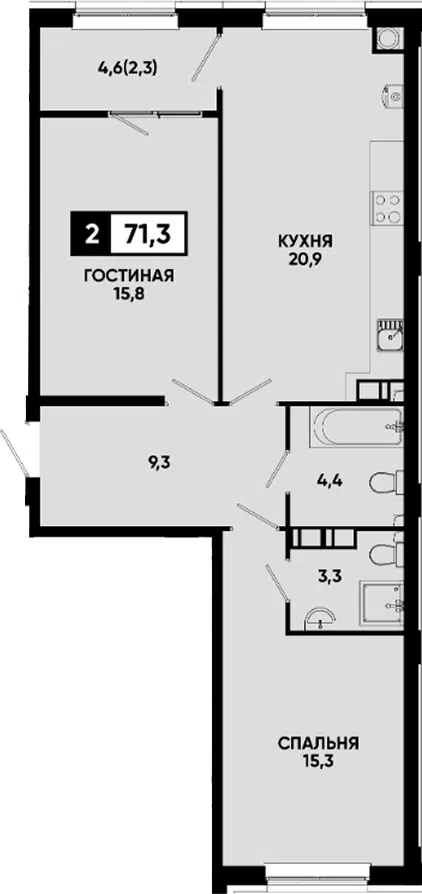 Планировка 2-к.кв