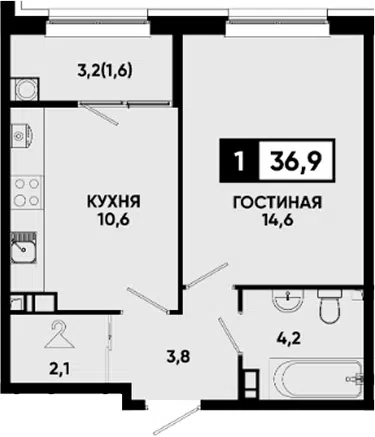Планировка 1-к.кв