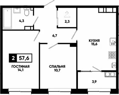 Планировка 2-к.кв
