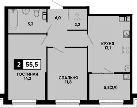 Планировка 2-к.кв