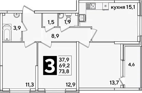 Планировка 4Е-к.кв