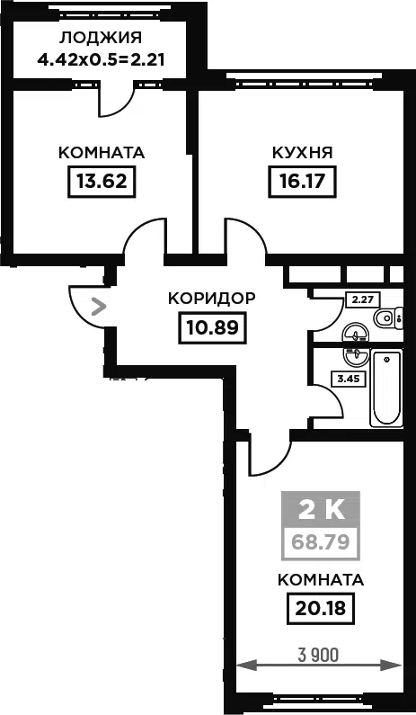 Планировка 2-к.кв