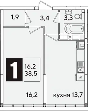 Планировка 1-к.кв