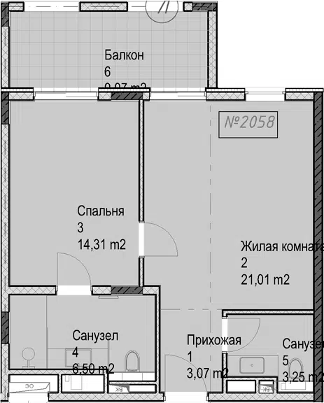 Планировка 2Е-к.кв