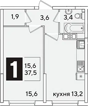 Планировка 1-к.кв