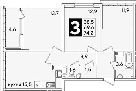 Планировка 4Е-к.кв