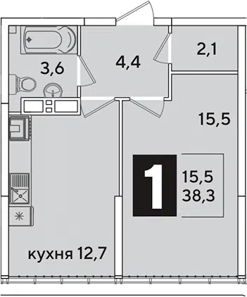 Планировка 1-к.кв