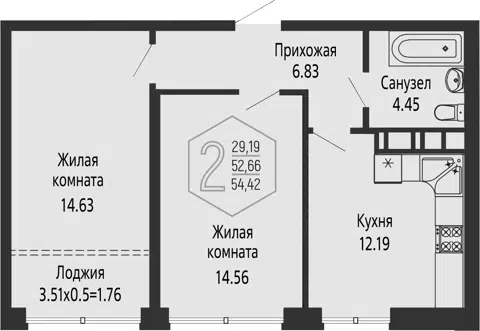 Планировка 2-к.кв