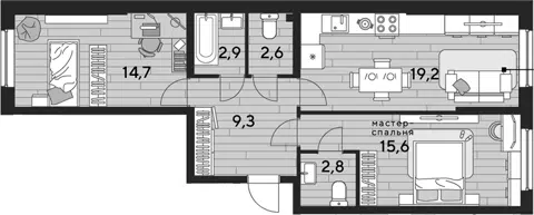 Планировка 2-к.кв