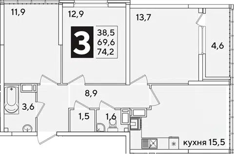 Планировка 4Е-к.кв