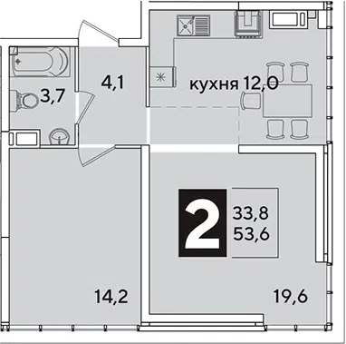 Планировка 2-к.кв