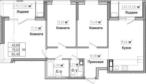 Планировка 4Е-к.кв