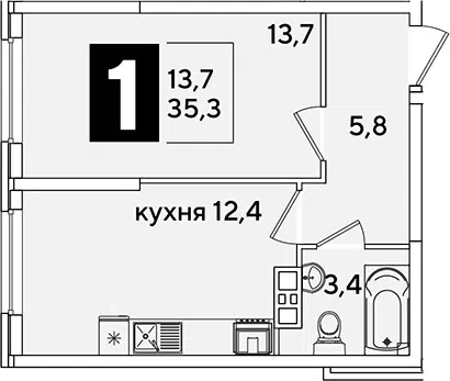 Планировка 1-к.кв