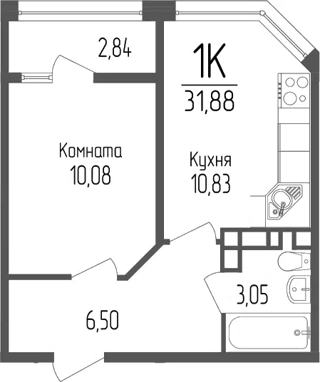 Планировка: 1-к.кв