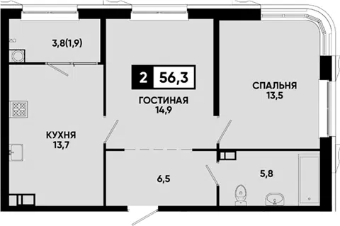 Планировка 2-к.кв