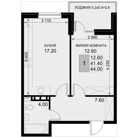 Планировка 2Е-к.кв