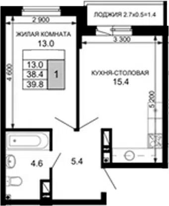 Планировка 1-к.кв