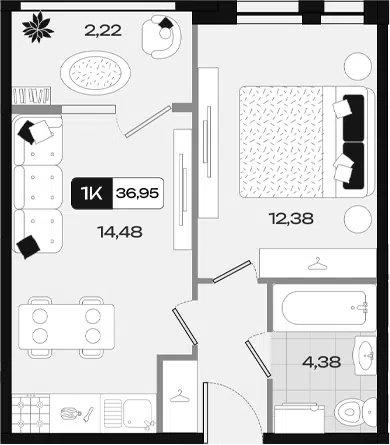 Планировка 1-к.кв
