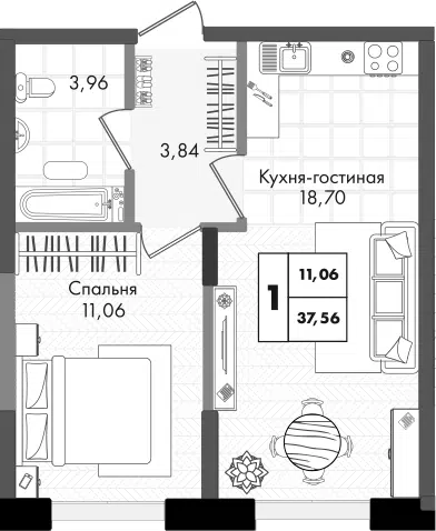 Планировка 2Е-к.кв