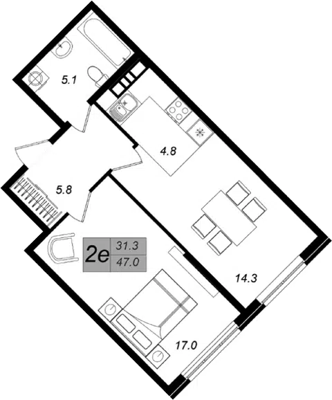 Планировка 2Е-к.кв